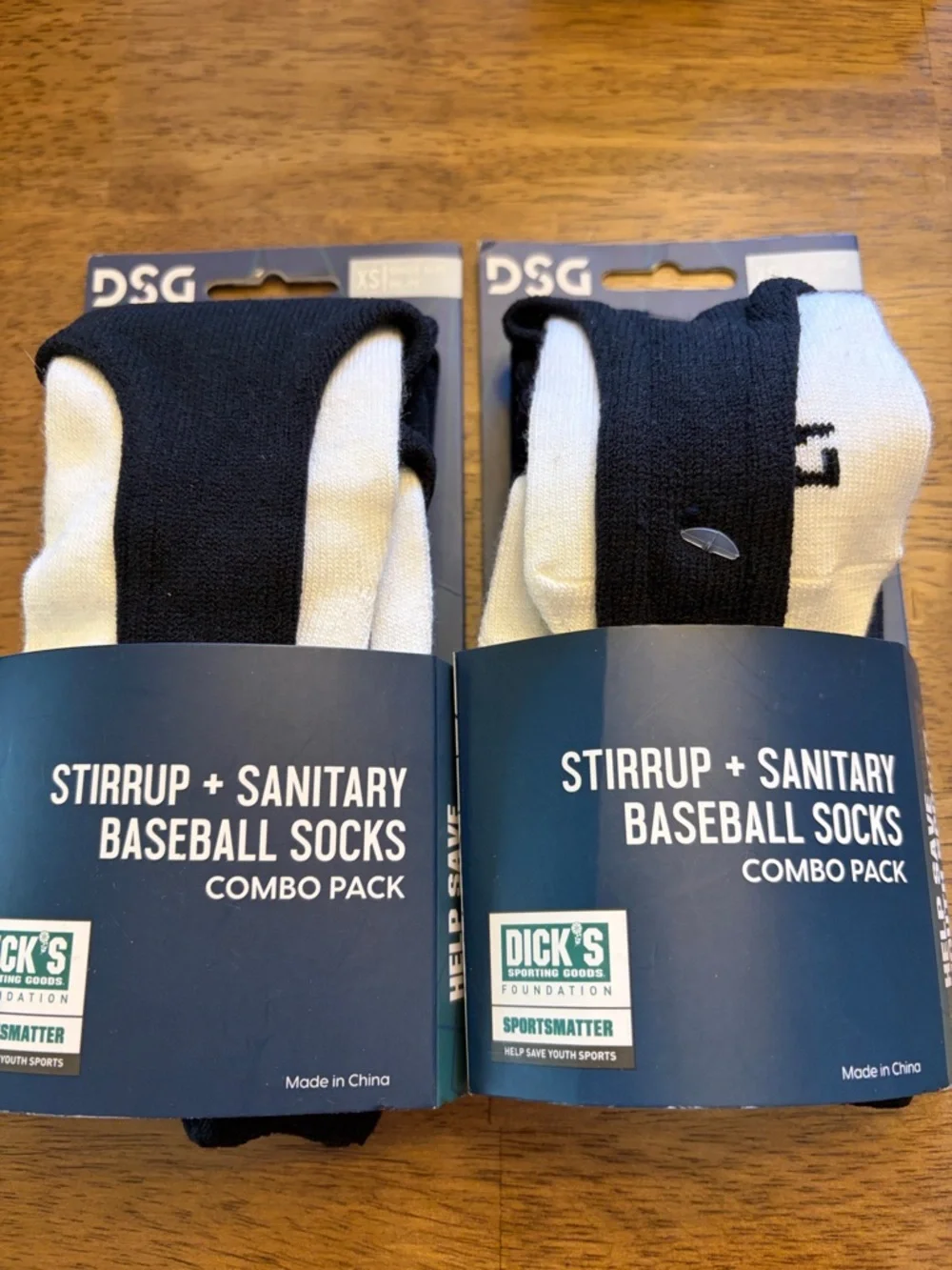 DSG Stirrup and Sanitary Baseball Socks Youth Sizes and Adult Black NWT Set of 2